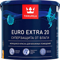 Краска для влажных помещений Tikkurila Euro Extra 20 База С прозрачная полуматовая 2.7 л