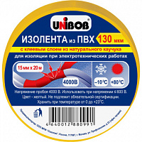 Изолента Unibob ПВХ 130 мкм 15 мм x 20 м желтая