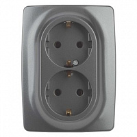 Розетка Эра 12 2X2P+E Schuko 16A-250В IP20 графит СУ Б0031234