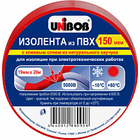 Изолента Unibob ПВХ 150 мкм 19 мм x 20 м красная