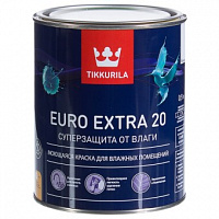 Краска для влажных помещений Tikkurila Euro Extra 20 База А белая полуматовая 0.9 л