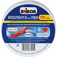 Изолента Unibob ПВХ 150 мкм 19 мм x 20 м белая