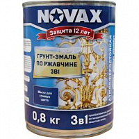 Грунт-эмаль 3 в 1 антикоррозионная Novax RAL 9005 матовая черная 0.8 кг