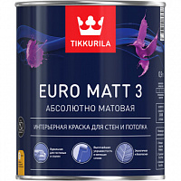 Краска интерьерная Tikkurila Euro Matt 3 База А белая глубокоматовая 0.9 л