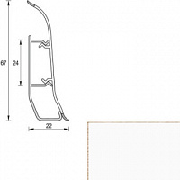 Плинтус напольный ПВХ IDEAL Идеал Элит 67 мм 2.5 м 001 белый