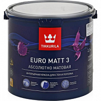 Краска интерьерная Tikkurila Euro Matt 3 База А белая глубокоматовая 2.7 л