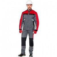Куртка СПЕЦ на молнии серый с красным и черным размер 48-50 рост 182-188