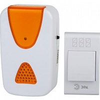 Звонок ЭРА A02 беспроводной аналоговый 32 мелодии IP20 бело-оранжевый