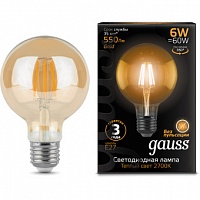 Лампа Gauss LED Filament G95 E27 6W Amber 550lm 2400K