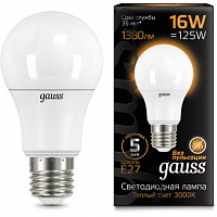 Лампа Gauss LED A60 16W E27 1380lm 3000K