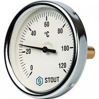 Термометр биметаллический STOUT 80 мм с погружной гильзой 50 мм 1/2" 0-120°С SIM-0001-805015